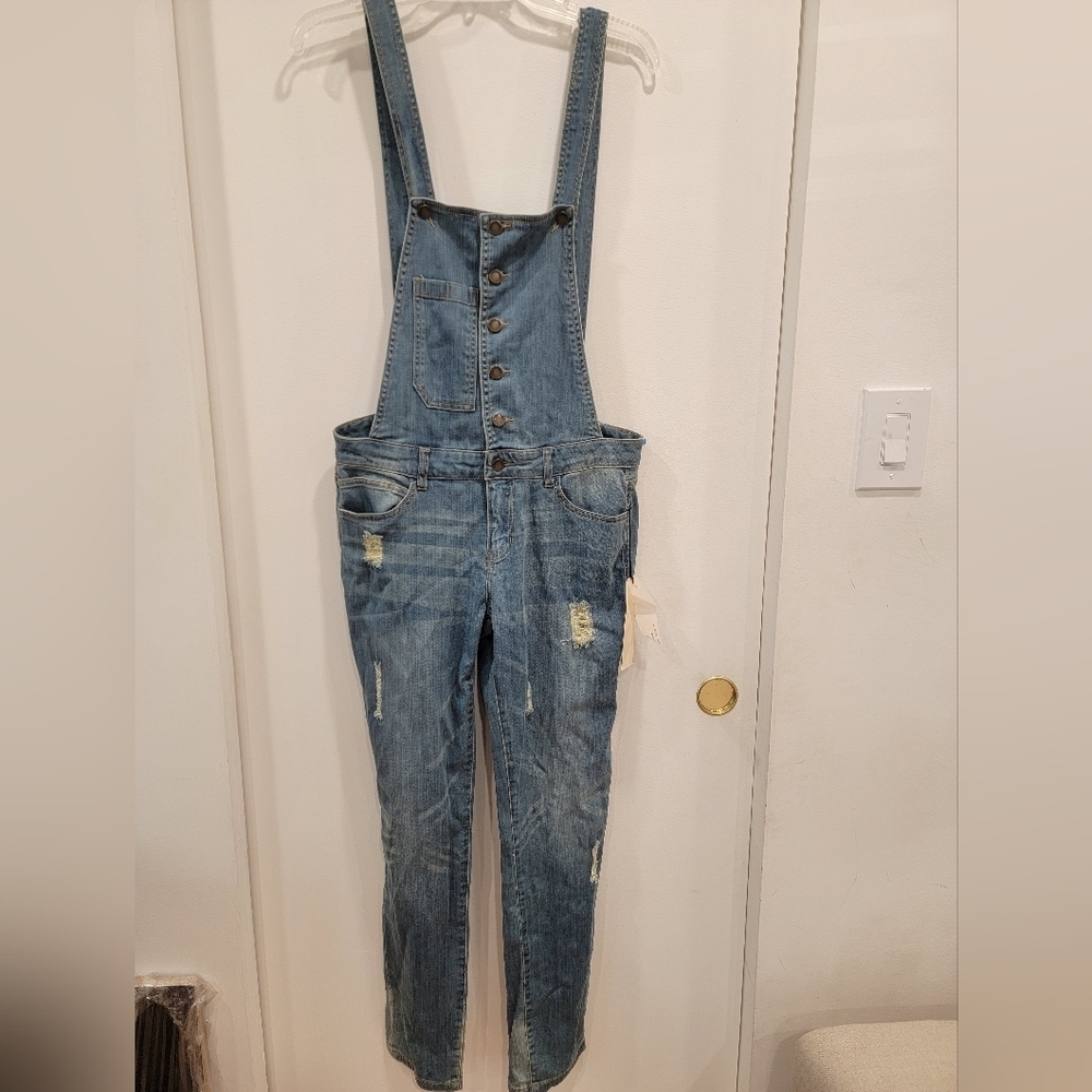 NWT Life In Progress Overalls Forever 21 Distressed Denim Size 27